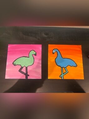 Bright Flamingo Art (6”x6”)